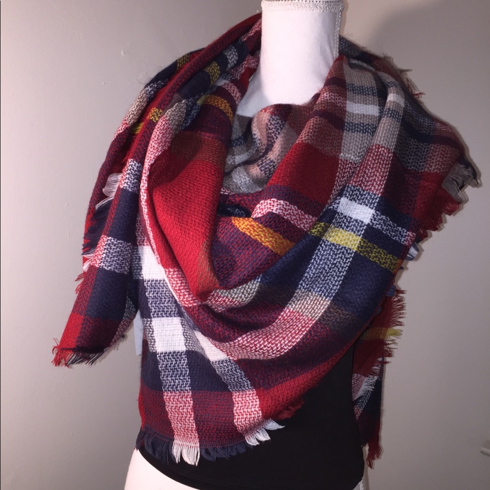 ($15 w/ another item) red Plaid blanket scarf